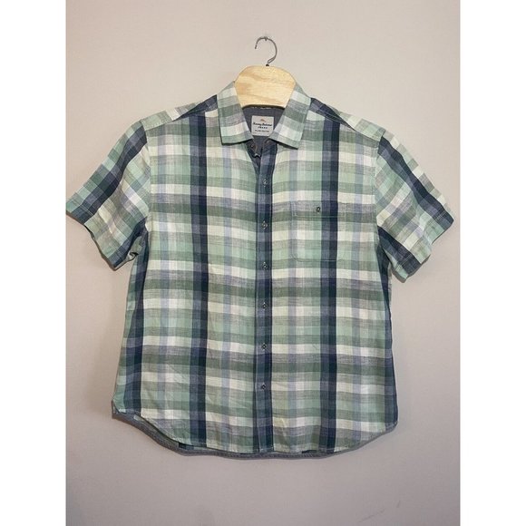 Tommy Bahama Jeans Casual Button Down Men Size Extra Large Green Short Sleeve - Picture 1 of 7